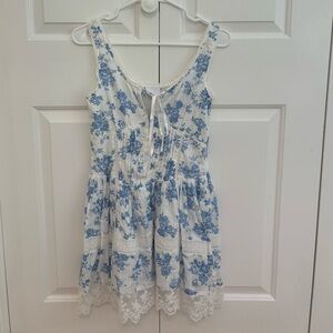 Sky to Moon Gianna Corset Lace Trim Mini Dress